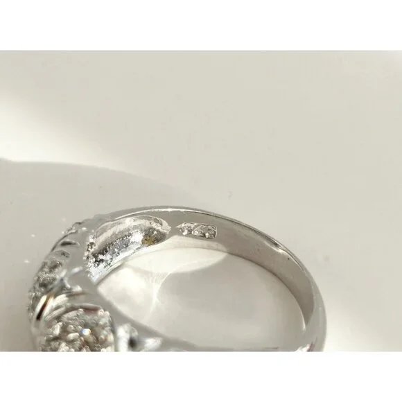 SOLD Domed Sterling Silver Pave Set Vintage Multi Gemstone Cluster Ring - sz 7 - Picture 8 of 10